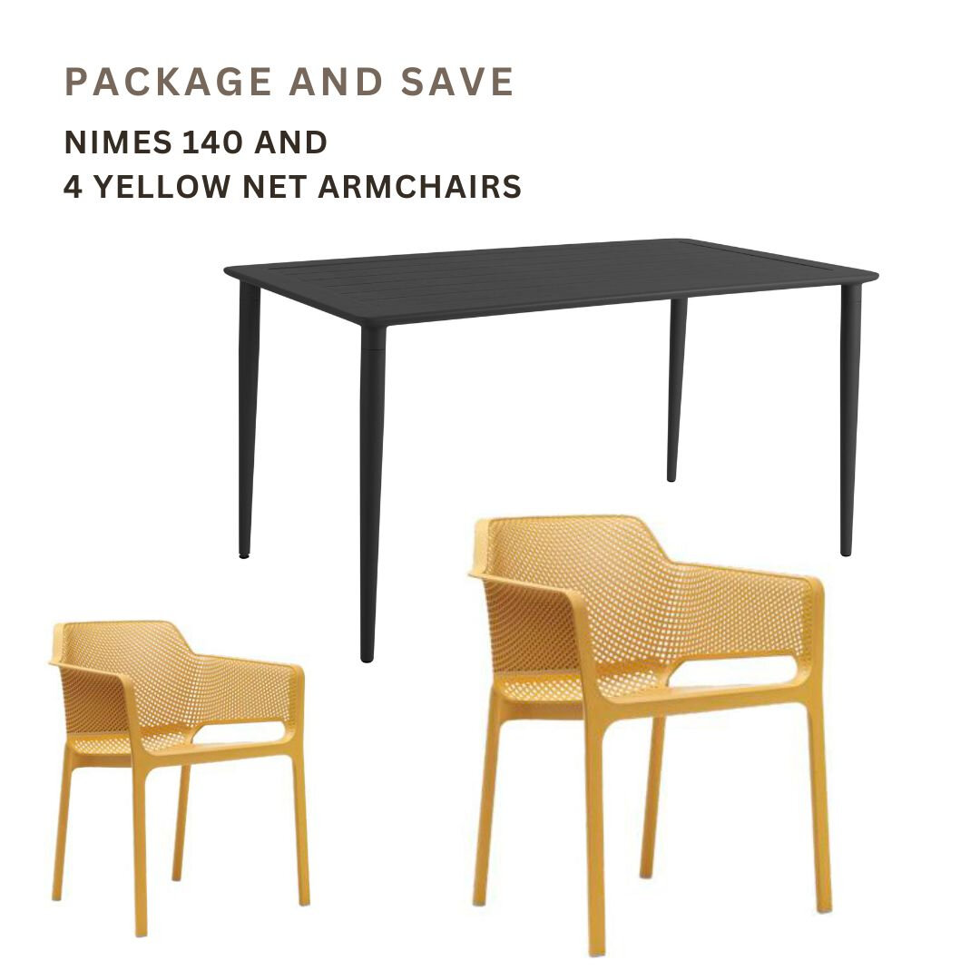 Nimes 140 anthracite and 4 Net Yellow Armchairs Product Image